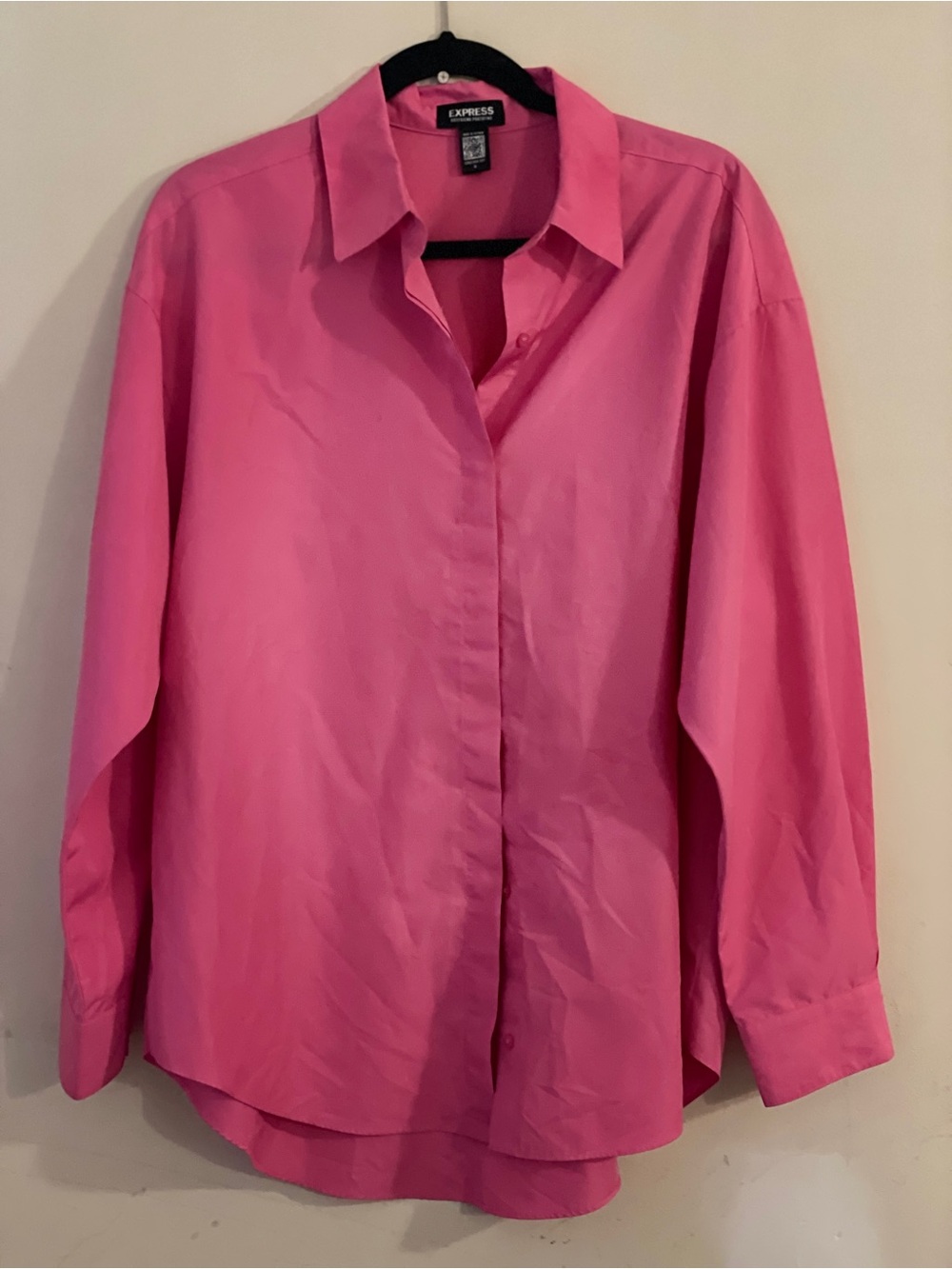 Express Bright Pink Classic Button-Down Shirt two pieces , shorts size S